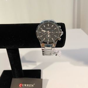 Curren Men Chronometer Style Quartz Movement Designer Watch. Black.
